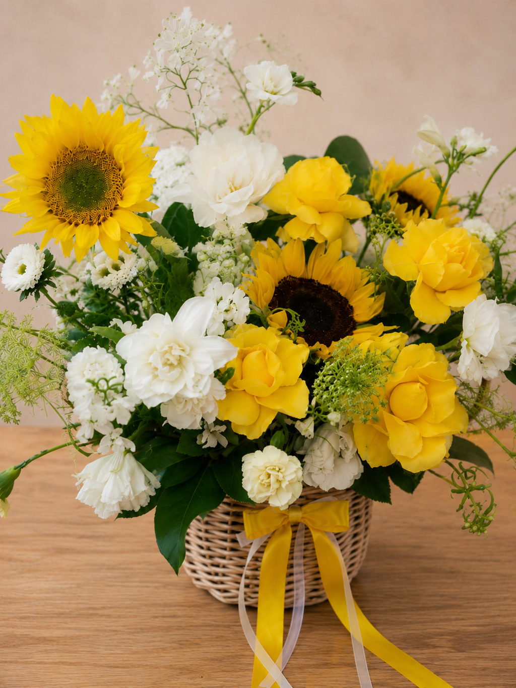Sunlit Elegance Floral Basket