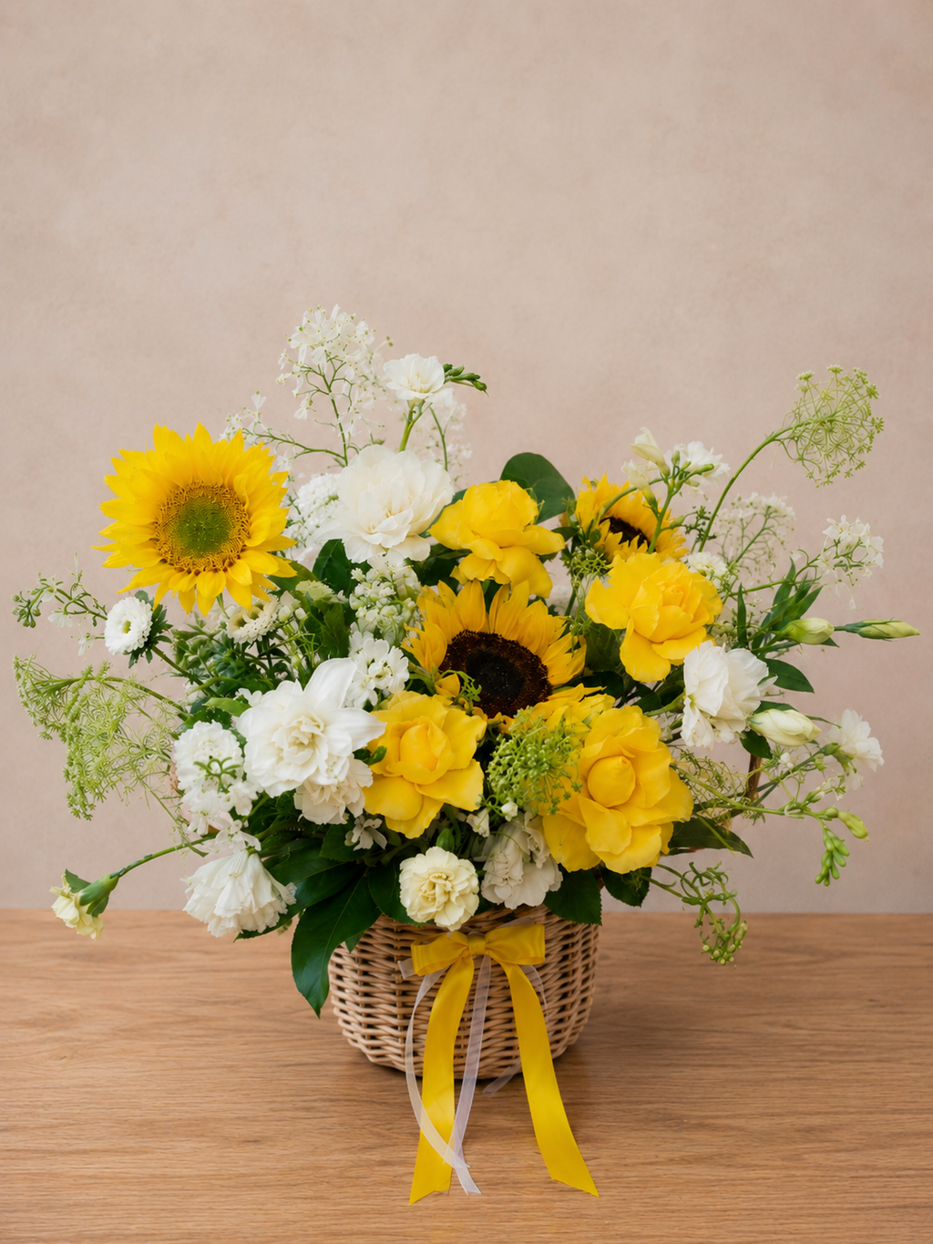 Sunlit Elegance Floral Basket